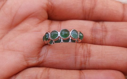 Discover Emerald Full Eternity Band Ring-925 Sterling Silver Handmade Ring, Natural Emerald Ring, Gemstone Ring, Handmade Jewelry Ring