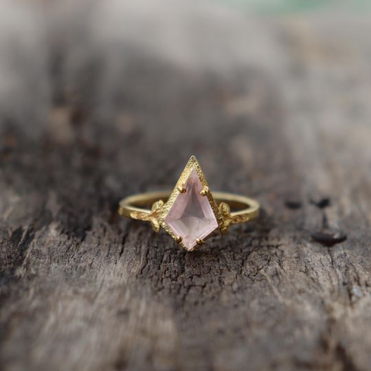 Discover Genuine Rose Quartz Ring - 925 Sterling Silver Ring - Gold Ring - Rose Quartz Jewelry
