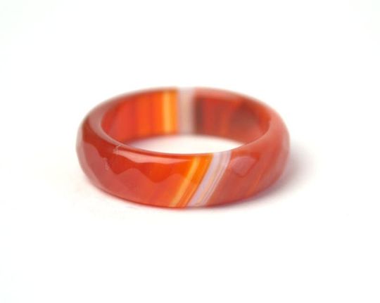 Discover Carved Stone Rings Orange and White carnelian agate solid stone rings size 6 7 8