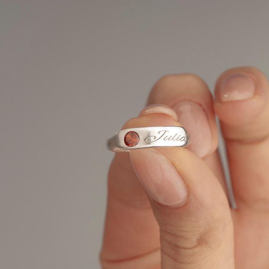 Discover Custom Name Ring with Birthstone For Mom Sterling Silver Name Ring Dainty Birthstone Ring Custom Birthstone Ring Adjustable Birthstone Ring