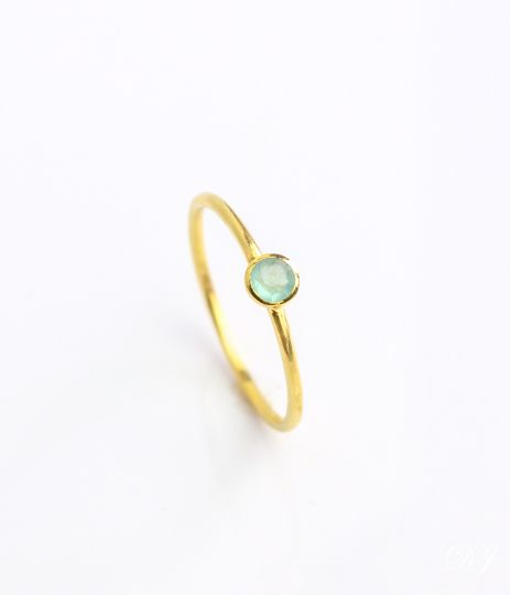 Discover Tiny Aquamarine Chalcedony Ring  Minimalist March Birthstone Ring  Everyday Rings  Thin Stacking Rings  Dainty Gemstone Jewelry [MNB]