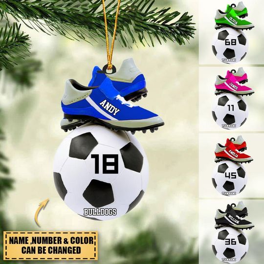 Discover Personalized Soccer Shoes Ornament, Soccer Girl Boy Ornament, Custom Name Number Soccer Ornament, Soccer Keepsake, Soccer Christmas Gift