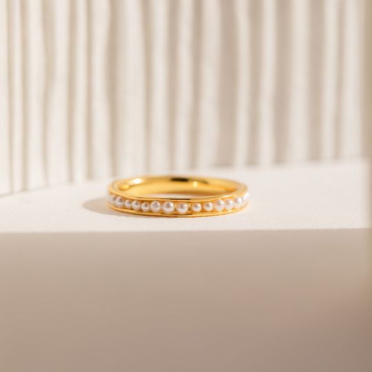 Discover Pearl Beaded Ring by Caitlyn Minimalist  Minimalist Stacking Ring  Pearl Gemstone Bridal Jewelry  Gifts for Girlfriend  RR101