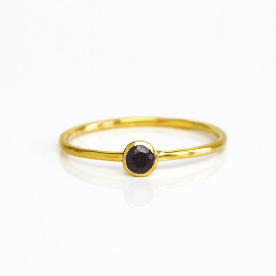 Discover Dainty Black Onyx Ring  Capricorn Stone Ring  Thin Band Minimalist Stackable Ring  Black Onyx Alternative December Birthday Gift [MNB]