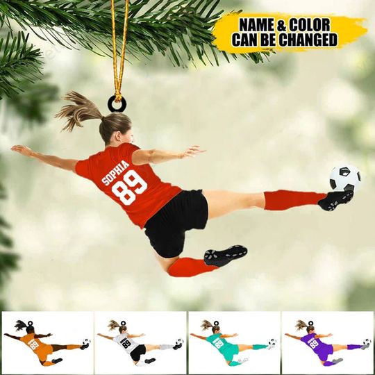Discover Personalized Soccer Player Ornament, Soccer Girl Ornament, Custom Soccer Ornament