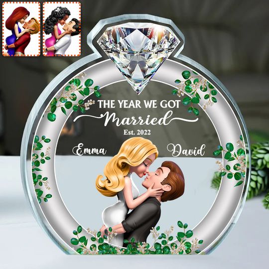 Discover The Year We Got Married - Personalized Couple Custom Shaped Acrylic Plaque