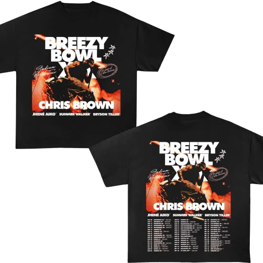Discover Chris Brown Breezy Bowl XX Tour T-shirt, Chris Brown New Dates T-Shirt
