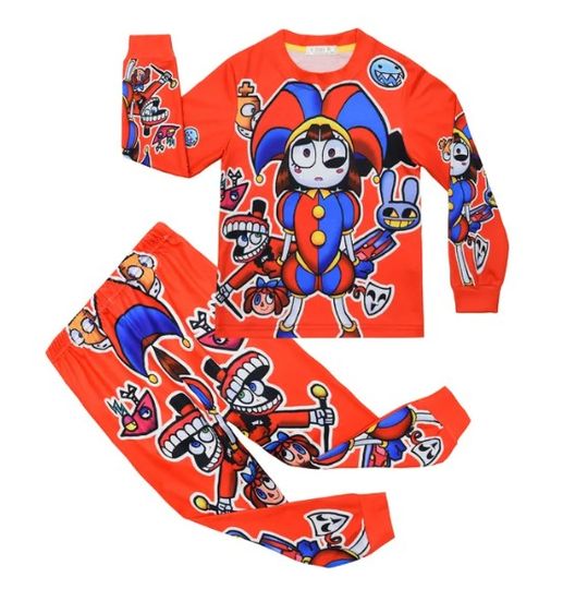 Discover The Amazing Digital Circus Pajamas Boys Girl Top+Pant Sets Kids Pomni and Jax Clothes Set