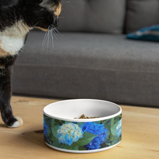 Discover Blue Hydrangea Blooms Floral Pattern Pet