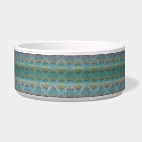 Discover Aqua Ombre, Southwestern Pattern, Ceramic Pet Bowl