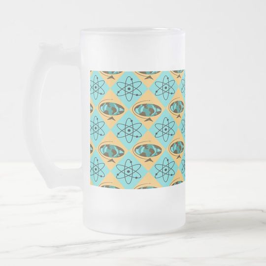 Discover Retro Harlequin Globe Trotter Frosted Glass Mug