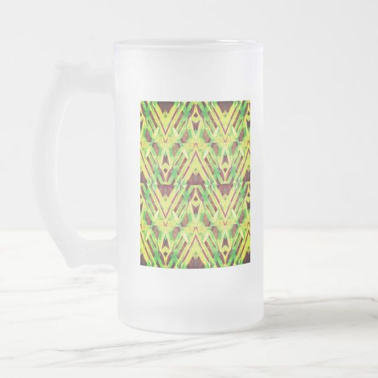 Discover Green and brown pattern frosted glass beer mug