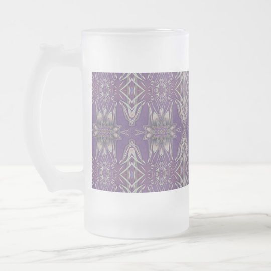 Discover Deep Purple Art Nouveau Deco Kaleidoscopic Fractal Frosted Glass Beer Mug