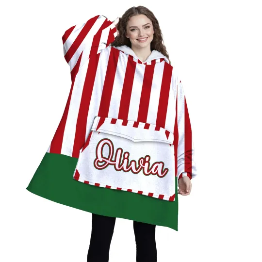 Discover Personalized Blanket Hoodies, Christmas Green Red And WS Oversized Blanket