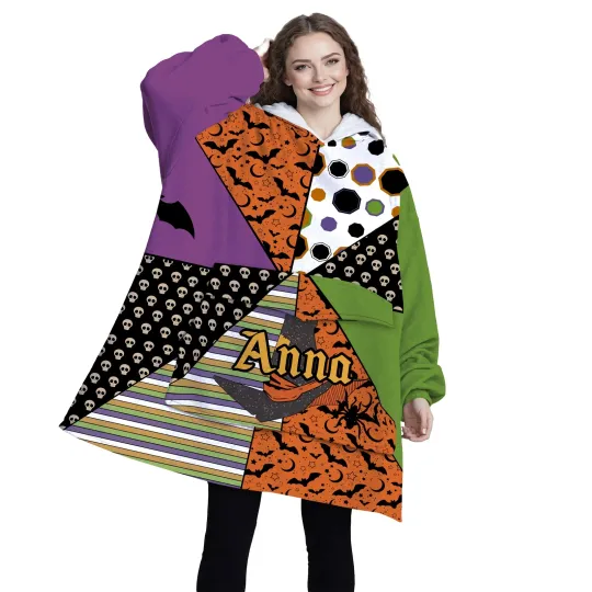Discover Personalized Blanket Hoodies, Halloween Pattern Witch Hat Oversized