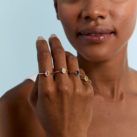 Discover Birthstone Stacking Ring, Dainty Birthstone Ring, Custom Oval Birthstone Ring, Everyday Ring, Personalized Gifts for Mom,Mother's Day Gift