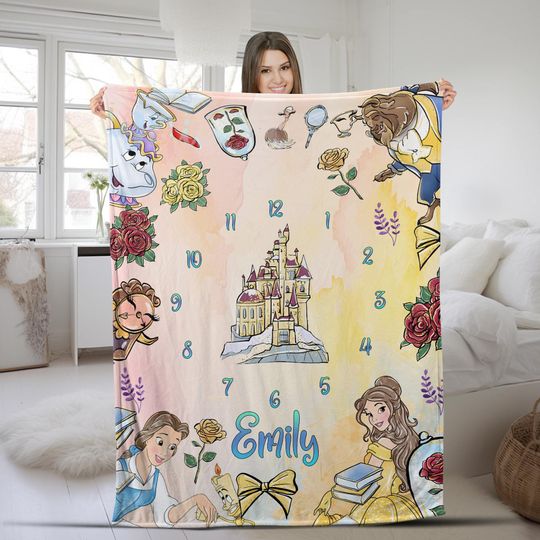 Discover Personalized Beautyy and The Beastt Milestone Blanket/Disneyyy Princess Bellee Blanket