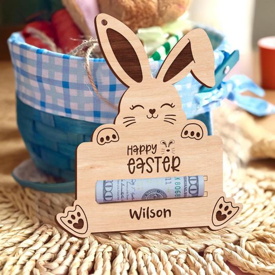 Discover Personalized Easter Money Holder For Cash Gift Wooden Easter Gifts Bunny Gifts Basket Tags