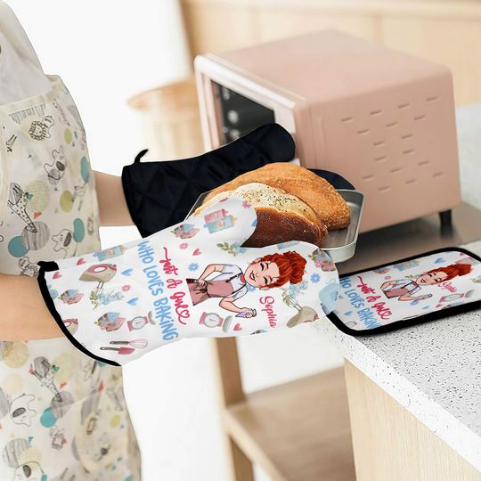 Discover Just A Girl Who Loves Baking - Personalized Baking Oven Mitts & Pot Holder Set