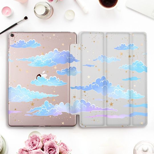 Discover Clouds and Stars iPad Case - Kawaii Girly Aesthetic Slim Cover