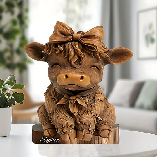 Discover Cute Highland Cow - Personalized Highland Cow Custom Shaped Acrylic Plaque