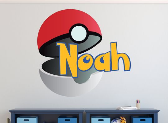 Discover pokeball niestandardowa nazwa ściana decal - dzieci naklejka ściana - poke ściany decor sztuka