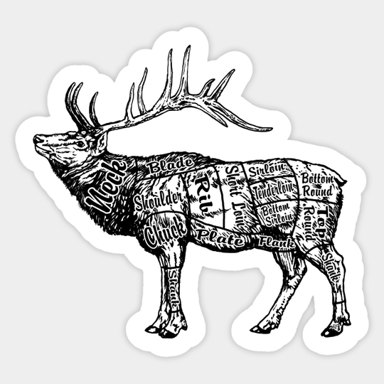 Discover Elk Butcher Chart - Butcher - Sticker