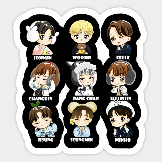 Discover STRAY KIDS CHIBI ALL MEMBERS - Stray Kids - Sticker
