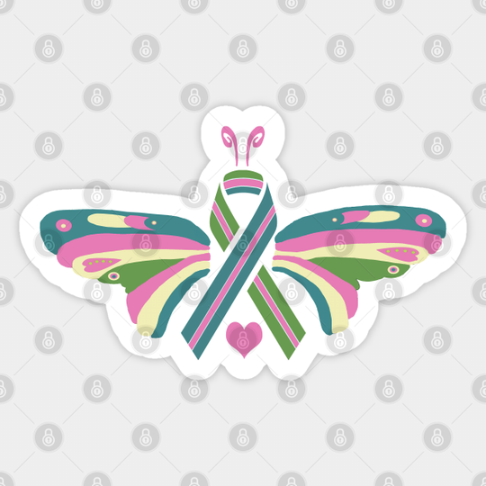 Discover Metastatic Breast Cancer Ribbon Butterfly - Metastatic Breast Cancer - Sticker