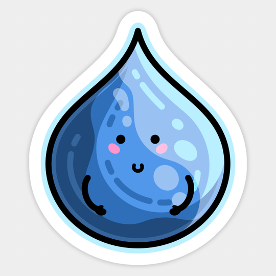 Discover Kawaii Cute Water Droplet - Water - Sticker