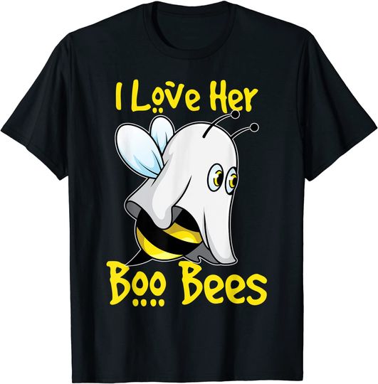 T-Shirt Camiseta Unissexo Casal Manga Curta Feliz Dia das Bruxas Abelha Fantasma