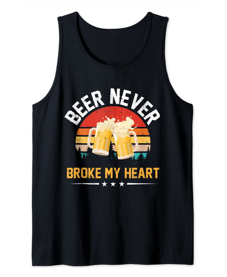 Discover Vintage Beer Never Broke My Heart Funny Drinking Party Tank Top