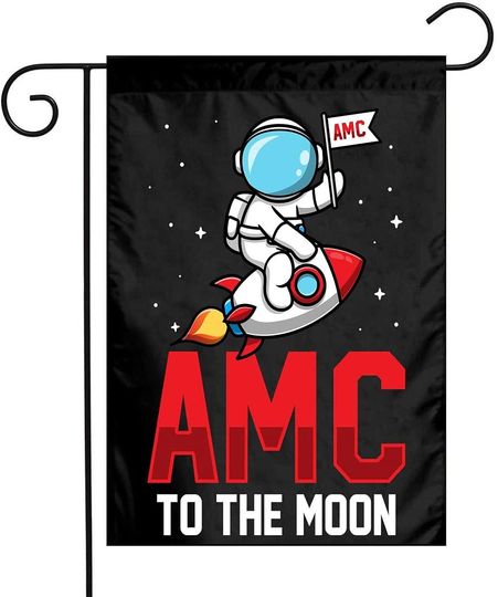 Discover AMC to The Moon Crypto Cryptocurrency Double Sided Flags for Yard Garden Outdoor Decoratio