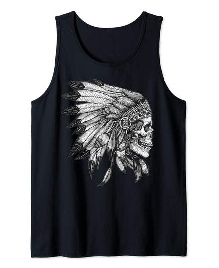 Discover American Motorcycle Skull Native Indian Eagle Chief Vintage Tank Top