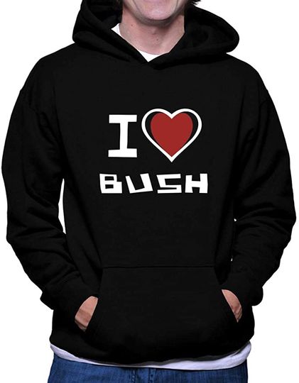 Discover Teeburon I Love Bush Bicolor Heart Hoodie