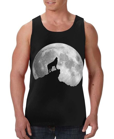 Discover Wolf Howling Moon Wife Beater Tank Top