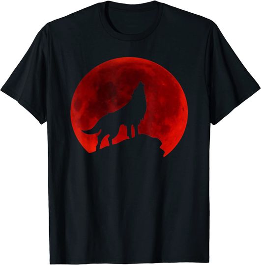Discover Wolf Howling at Moon T Shirt