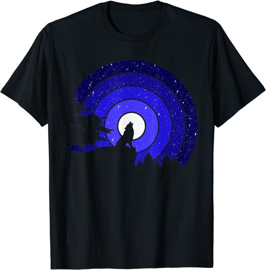 Discover Wolf Howling Moon Moonlight Galaxy Stars T Shirt
