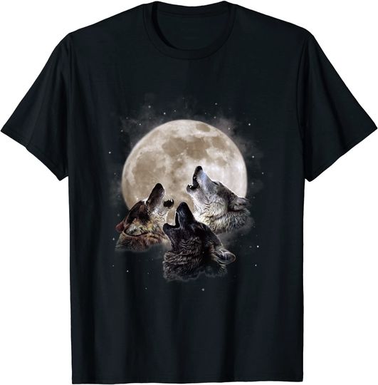 Discover Three Wolves Howling At The Moon T Shirt
