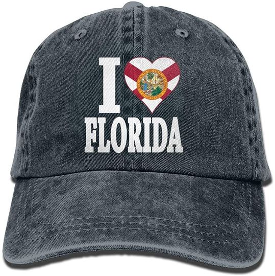 Discover I Love Florido Denim Hat Adjustable Men Washed Baseball Hat