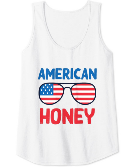 Discover American Honey Sunglasses Flag Patriotic Red White Blue Tank Top
