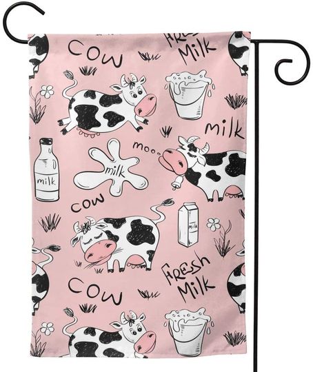 Discover Delerain Cows and Milk Garden Flag, Design Weather Resistant Indoor & Outdoor Decoration Small Banner for Home Yard Lawn Patio Office