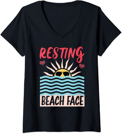 Discover Resting Beach Face T-shirt Sun Wearing Glasses Heart Ocean