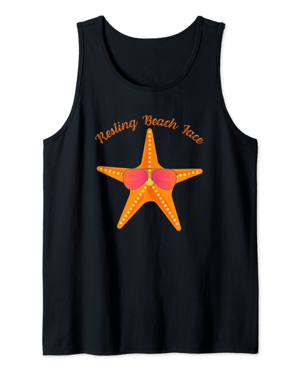 Discover Resting Beach Face Tank Top Starfish Wearing Glasses
