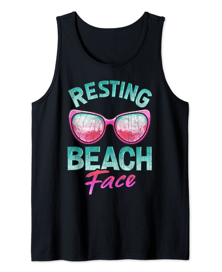 Discover Resting Beach Face Tank Top Pink Glasses