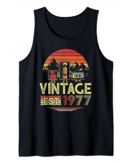 Discover 44th Birthday Gifts Cassette Tape Vintage 1977 Funny Music Tank Top