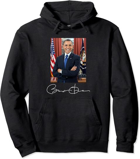 Discover Barack Obama Signature and Portrait Pullover Hoodie