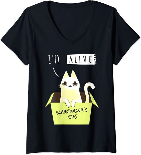 T-shirt de Mulher com Gato I’m Alive com Gola em V