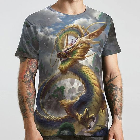 Discover 3D Print Dragon Graphic Prints Short Sleeve Casual Tops Unisex Tee T-shirt