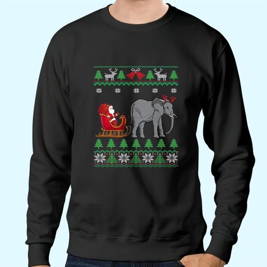 Discover Elephant Reindeer Santa's Sleigh Classic Sweatshirts